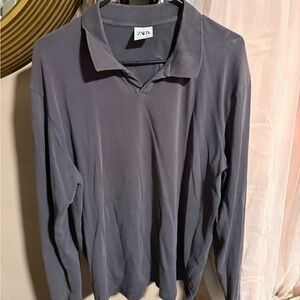 Zara Men's Gray Long Sleeve Shirt